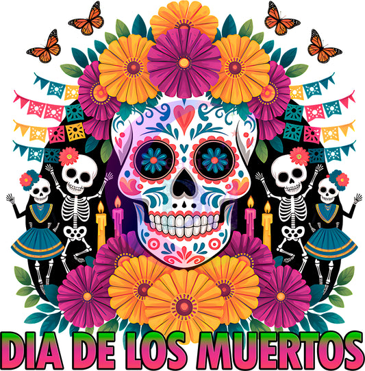 Dia de los muertos/Day of the Dead- dia de los muertos pink and yellow flowers