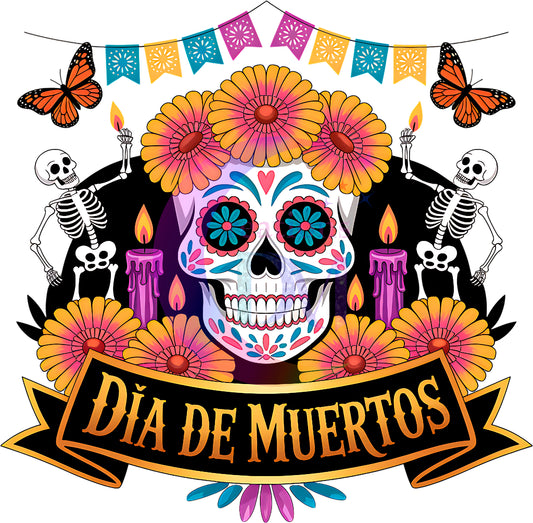 Dia de los muertos/Day of the Dead- dia de muertos skull and butterflies