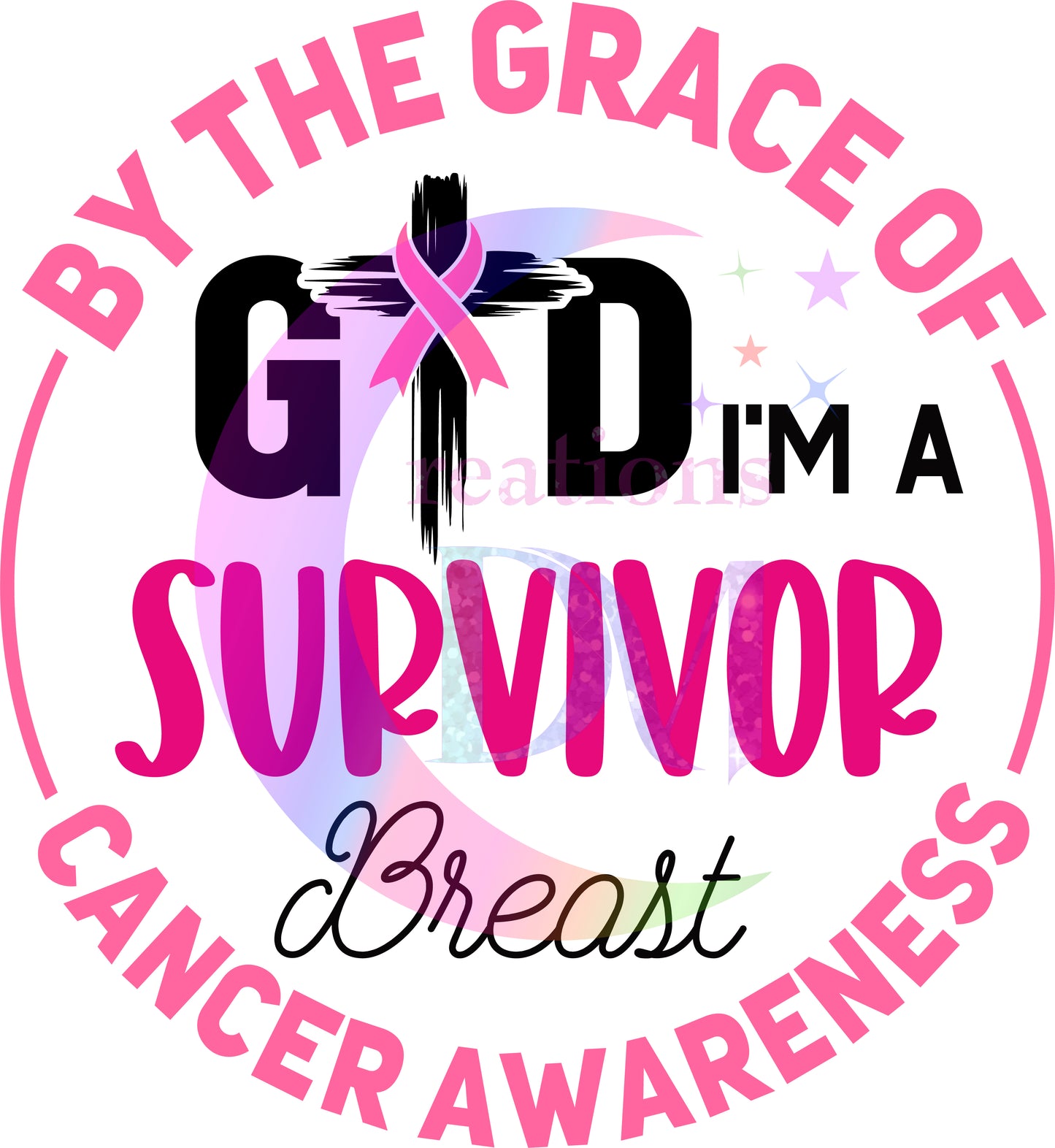 breast cancer awareness month - by the grace of god I'm a survivor , breast cancer awareness circle