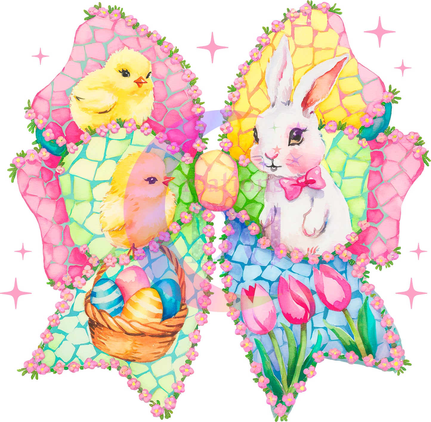 Easter - easter colorful coquette bow