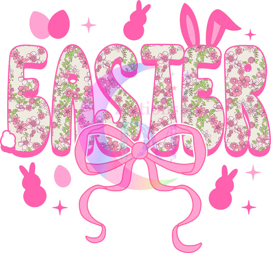 Easter - easter with pink outline and pink bow