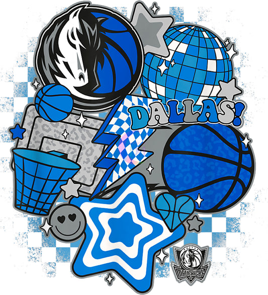 Dallas mavericks DTF - blue disco ball retro