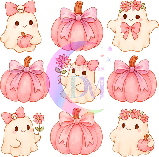 Fall DTF - fall pink boos and pumpkins