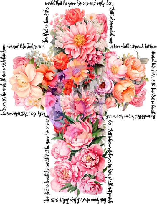 Easter - floral Christian cross