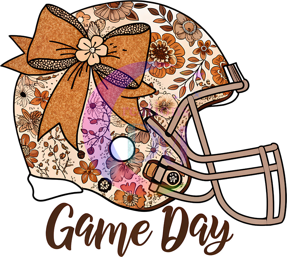 Football - floral game day helmet with bow