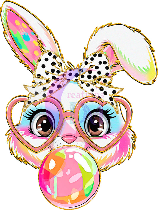 Easter - glitter gold outline with bunny / bubblegum