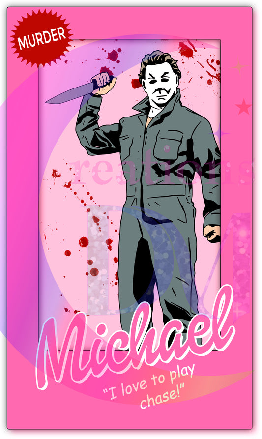 halloween DTF - barbie Michael pink box