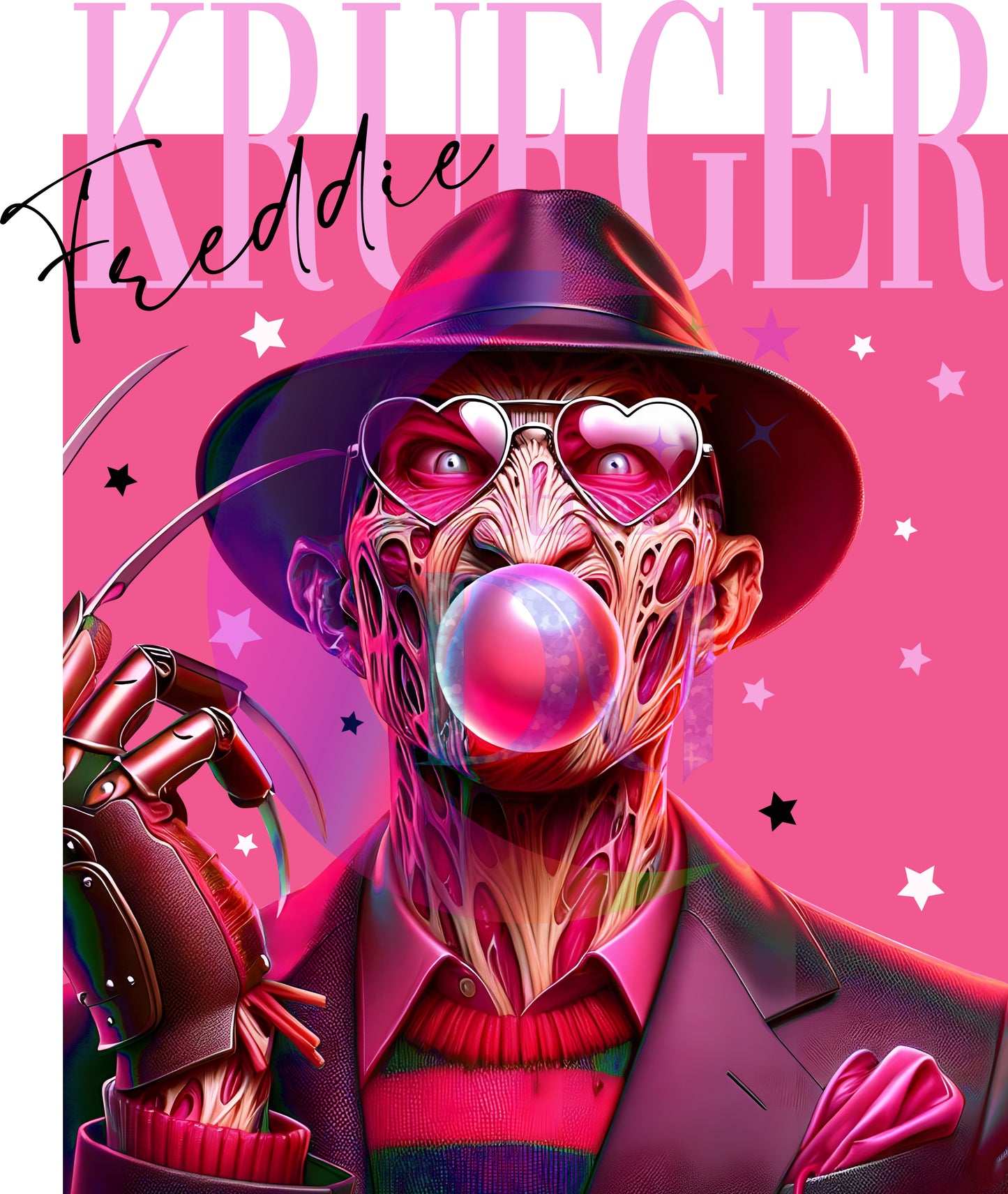 halloween DTF - Freddy Krieger pink backdrop , bubblegum