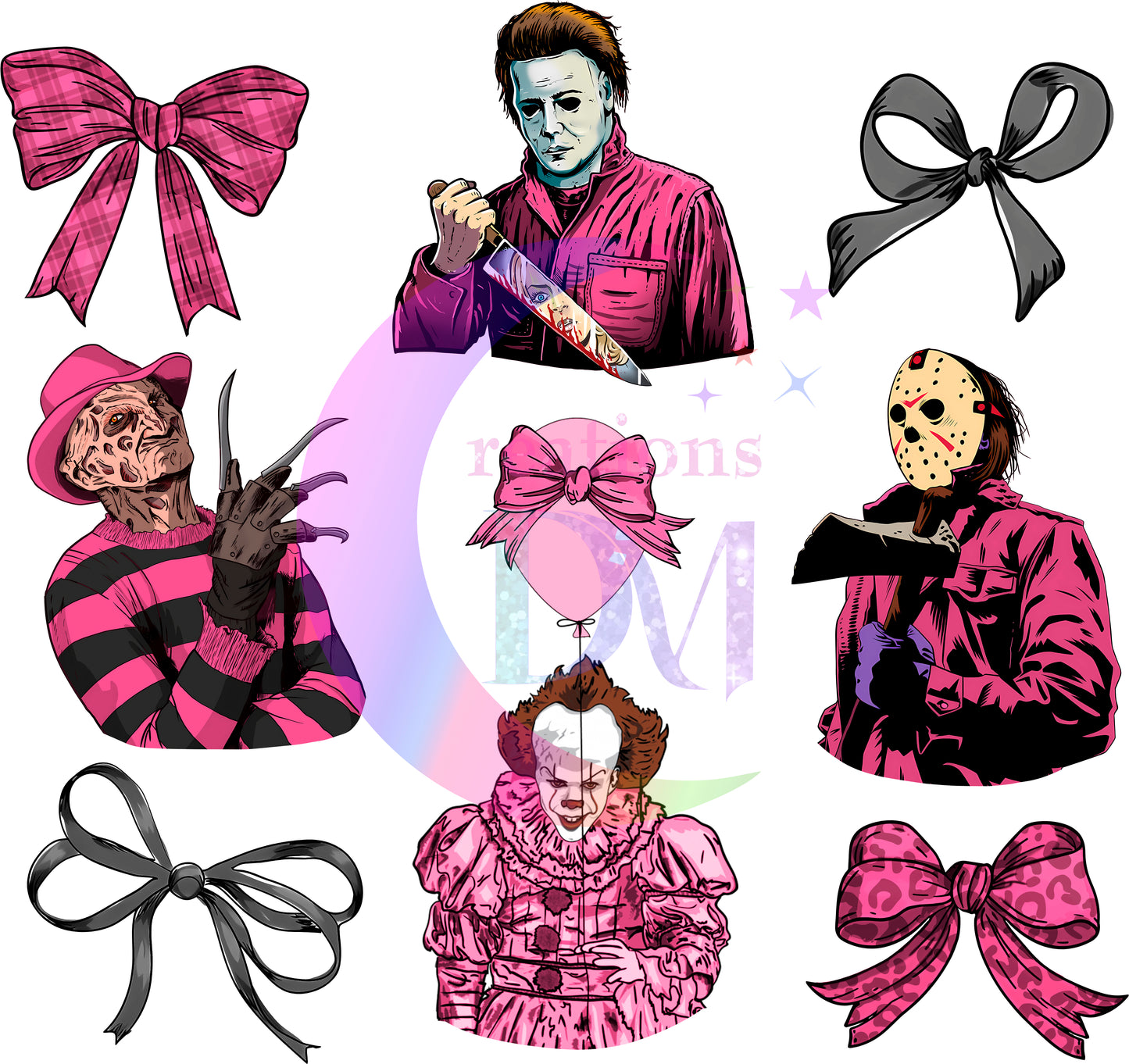halloween DTF - friends & bows x9