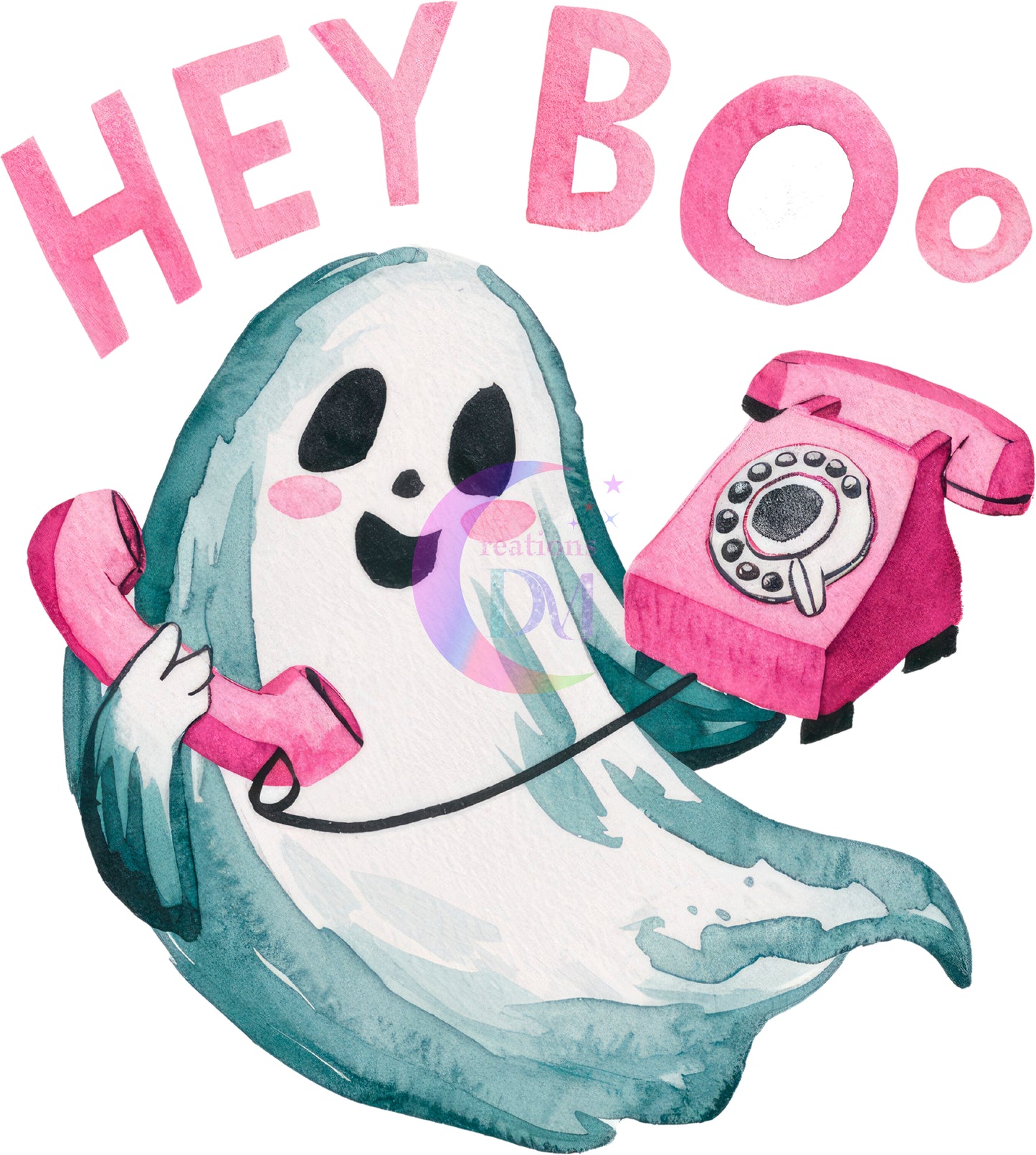 halloween DTF - Ghost -hey boo pink