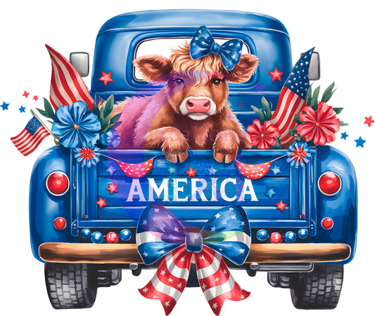 Fourth of July DTF - Highland cow America