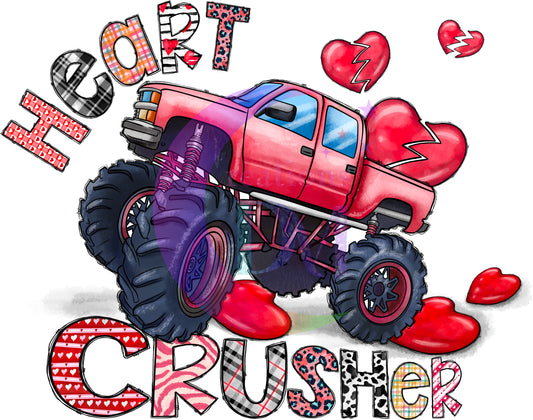 Valentines DTF - heart crusher , monster truck