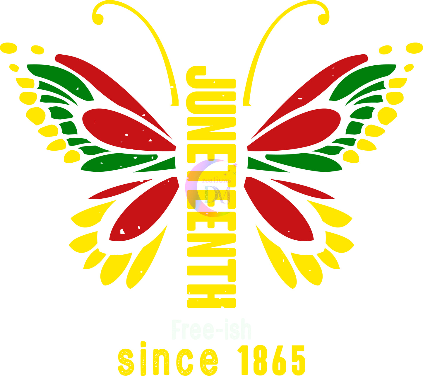 Juneteenth DTF - since 1865 yellow butterfly