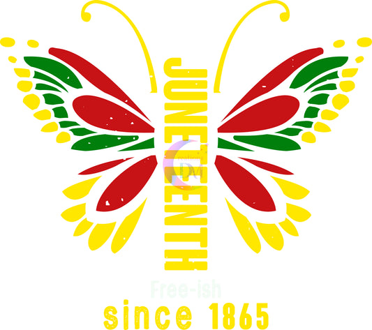 Juneteenth DTF - since 1865 yellow butterfly