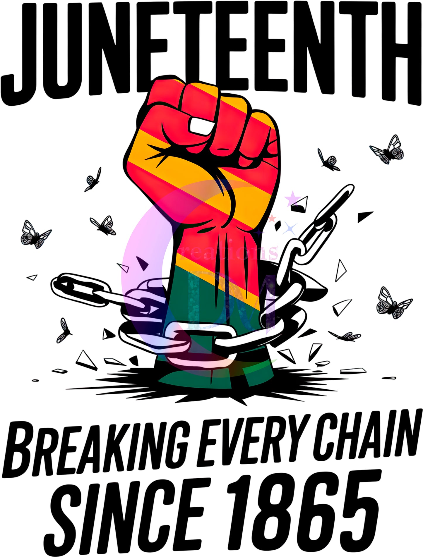 Juneteenth DTF - JUNETEENTH BREAKING EVERY CHAIN SINCE 1865 BLACK LETTERS