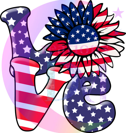 Fourth of July -love sunflower