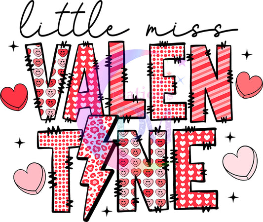 Valentines DTF -little miss VALENTINE pink patterns