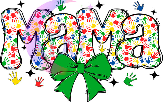 Autism - mama blue bow white