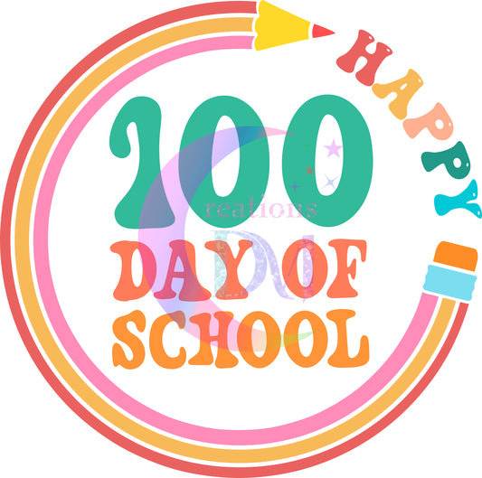 100 days of school - happy 100 days circle pencil