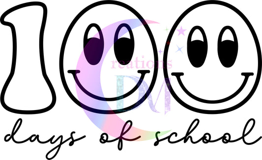 100 days of school - smiley faces black