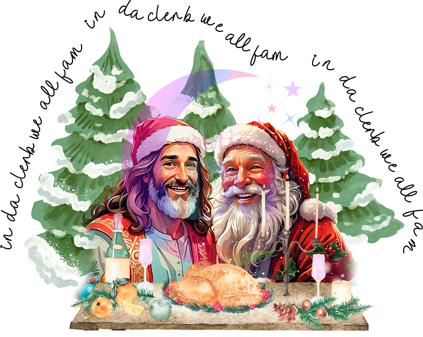 Christmas DTF - in da clerb we all fam christmas santa