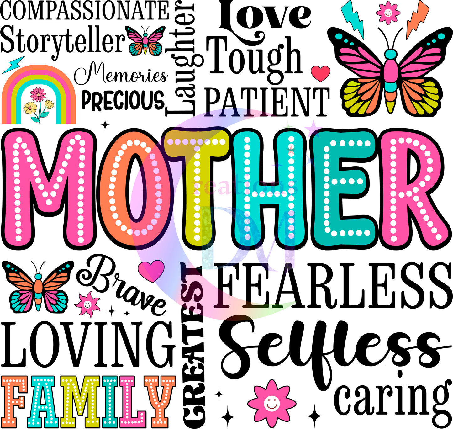 Mother's Day - MOTHER white dots, colorful letters