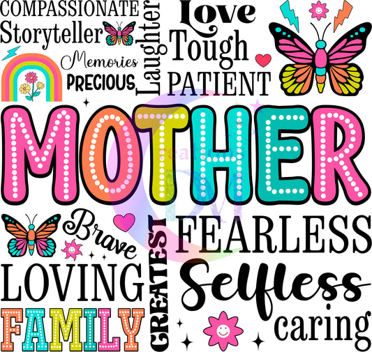 Mother's Day - MOTHER white dots, colorful letters