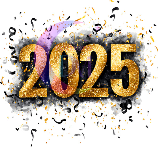 new years- 2025 gold glitter