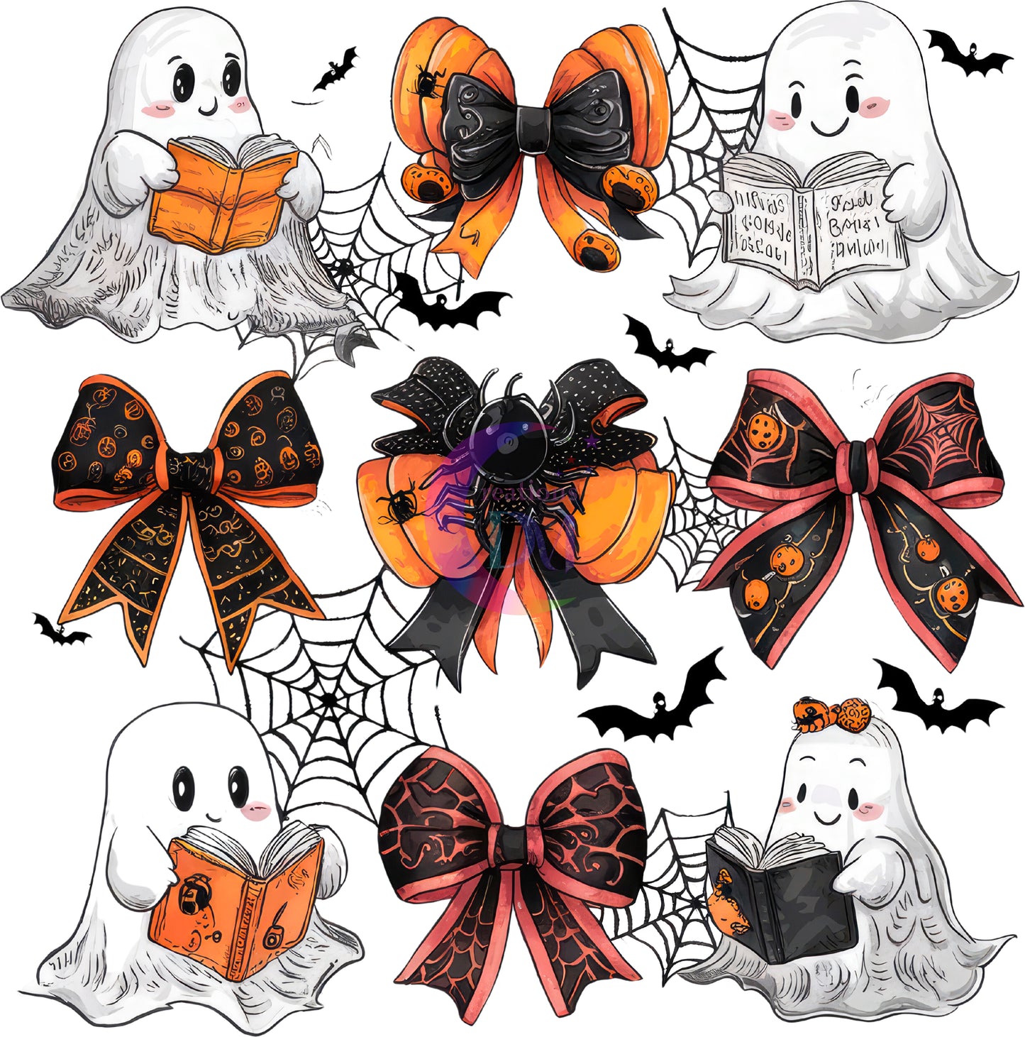 halloween DTF - Ghost - black bow