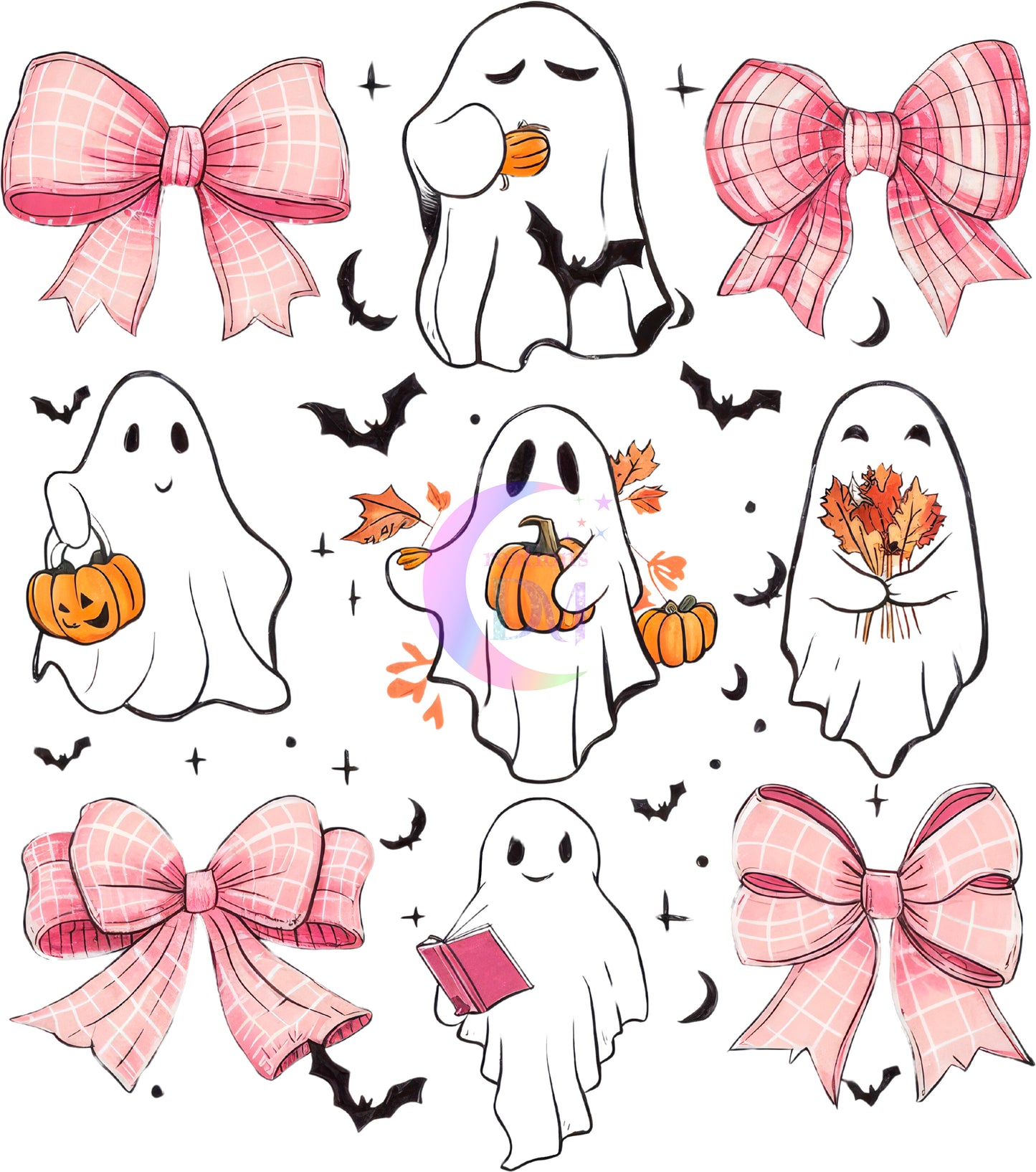 halloween DTF - Ghost - pink bow