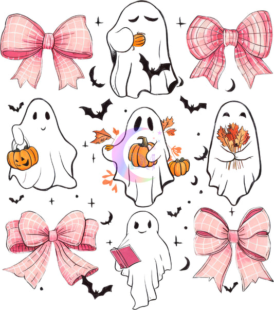 halloween DTF - Ghost - pink bow