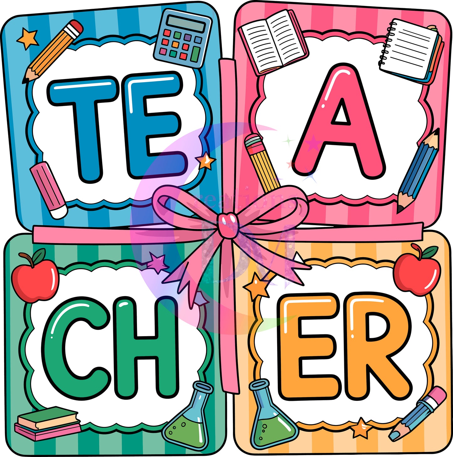 back to school DTF - teacher cubes