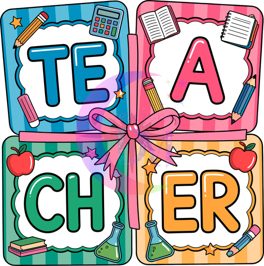 back to school DTF - teacher cubes