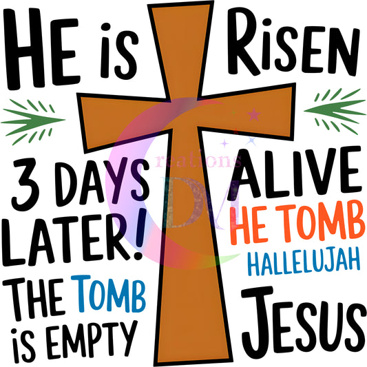 Easter - Christian/ he is risen brown cross