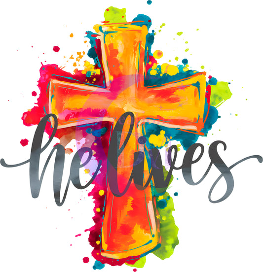 Easter - Christian/ orange cross he lives