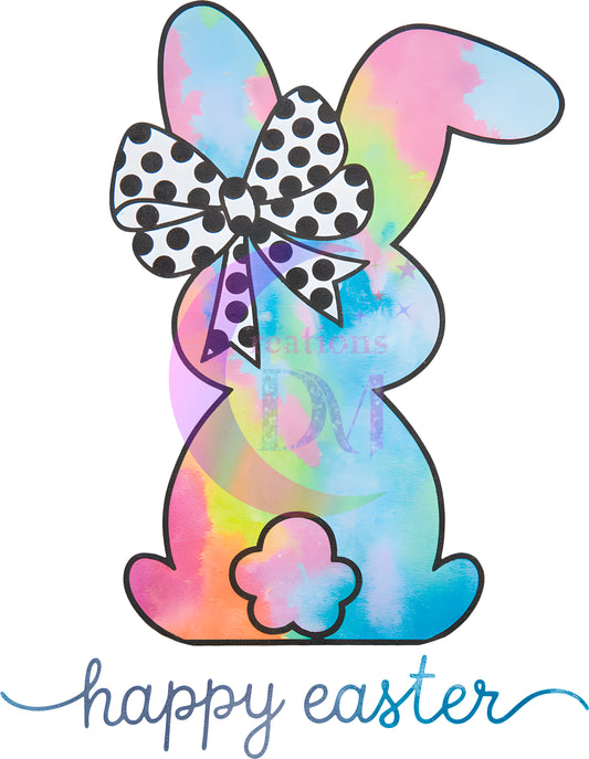 Easter - colorful bunny with black and white bow print