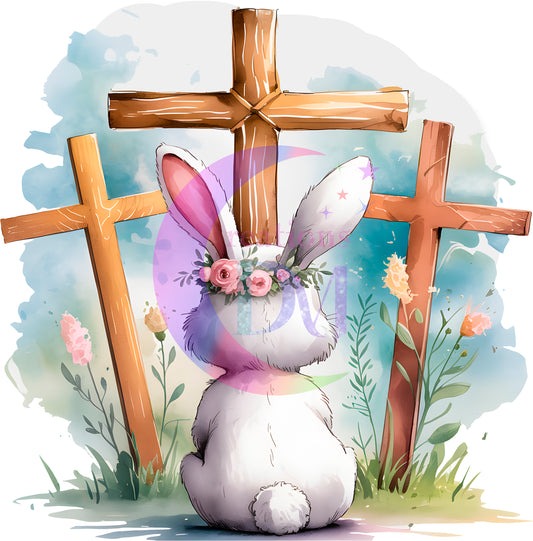 Easter - christian/ three crosses and bunny