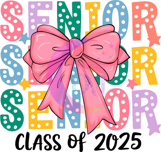 graduation DTF - SENIOR 3 PINK BOW, class of 2025