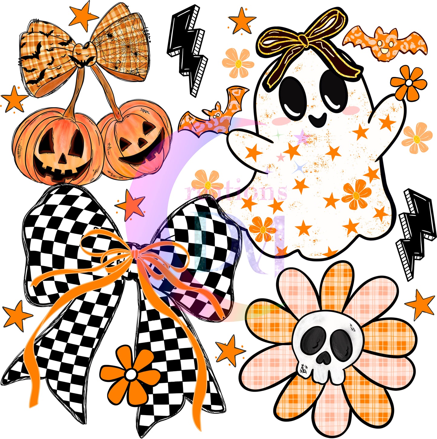 halloween DTF - spooky boo and pumpkin