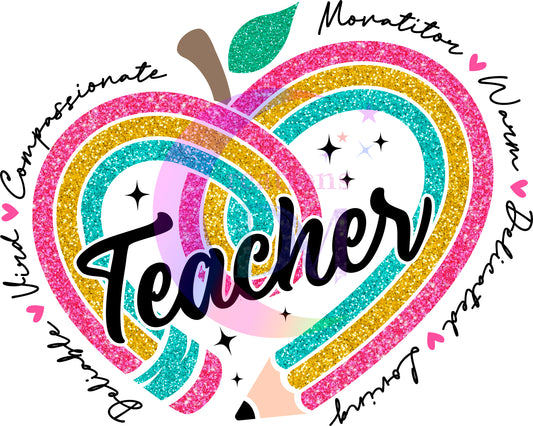 Teacher - apple in heart shape teacher