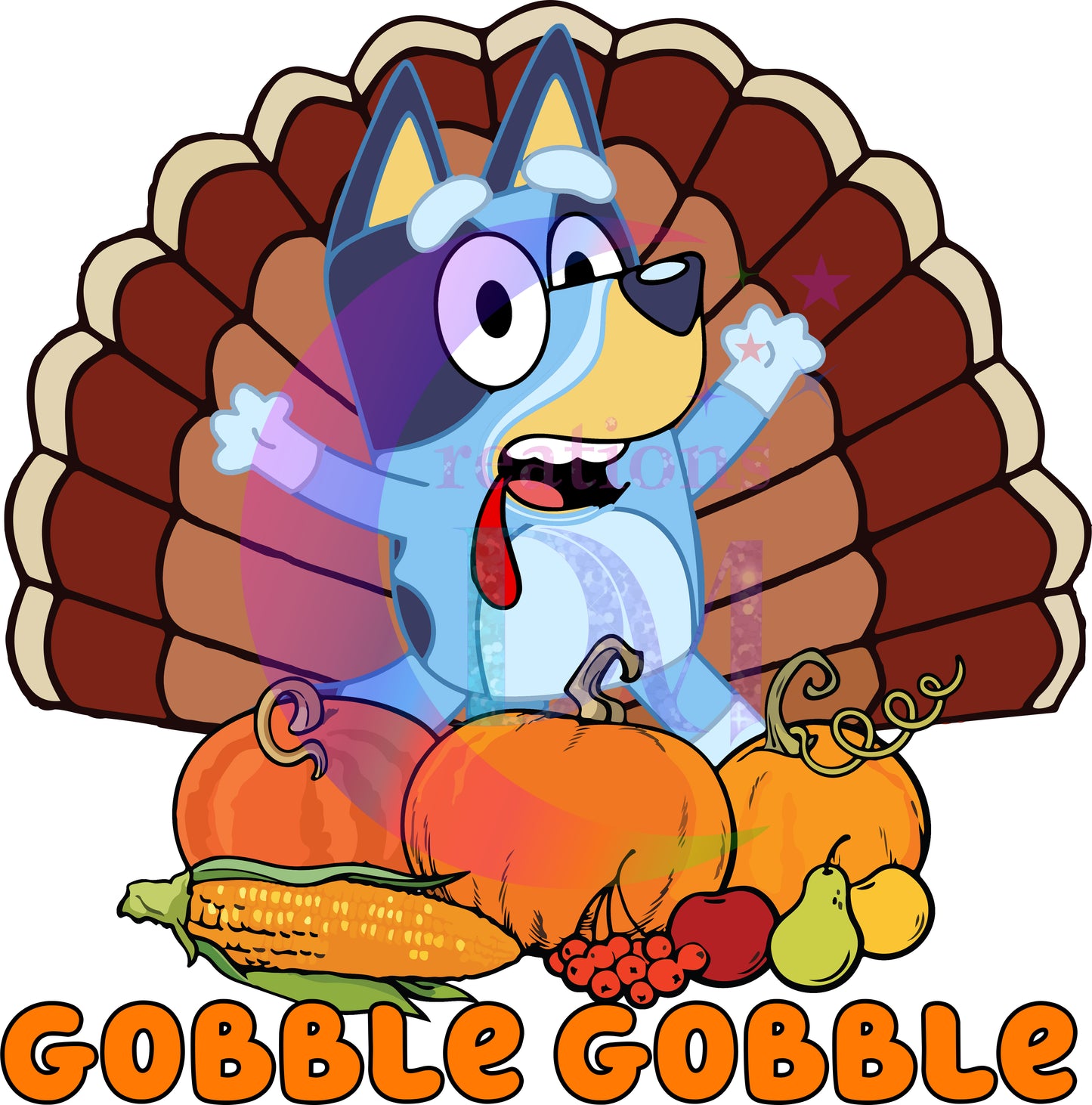 Thanksgiving DTF- Bluey - gobble gobble