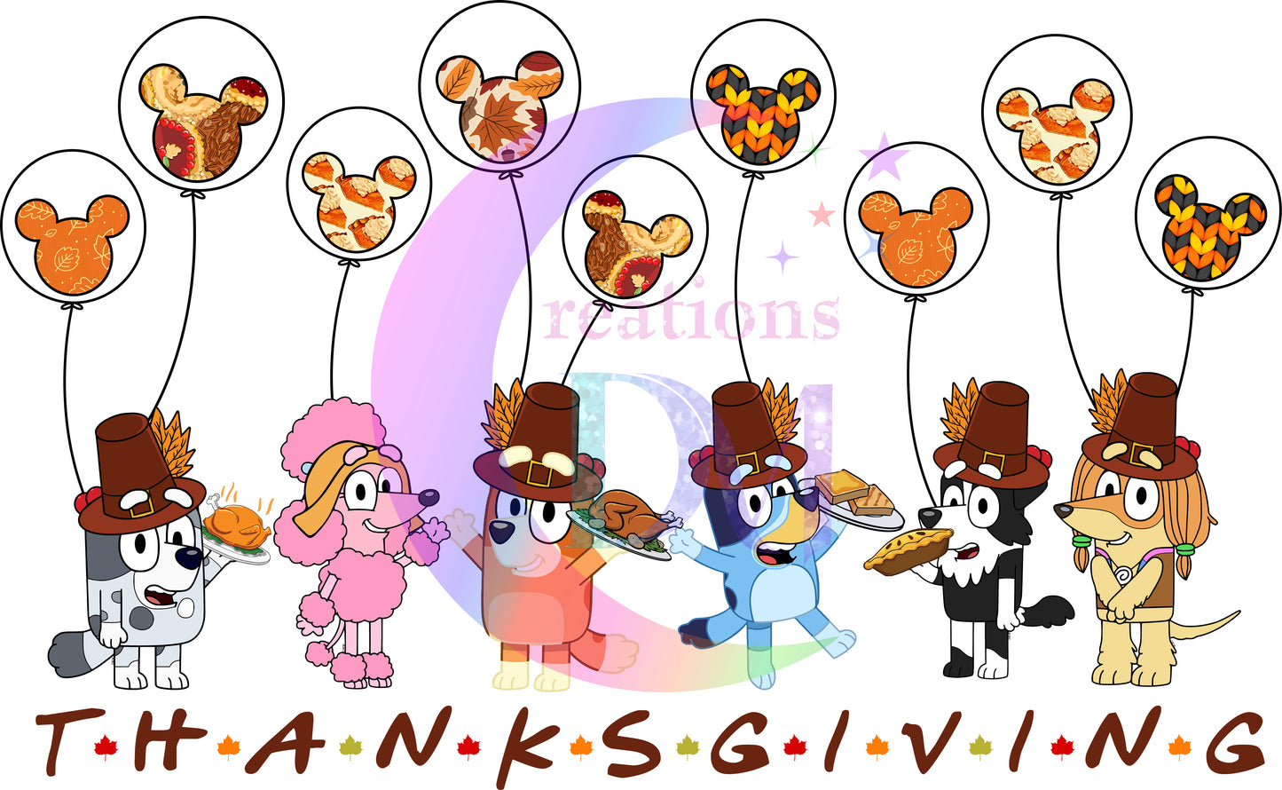 Thanksgiving DTF- Bluey - T-H-A-N-K-S-G-I-V-I-N-G
