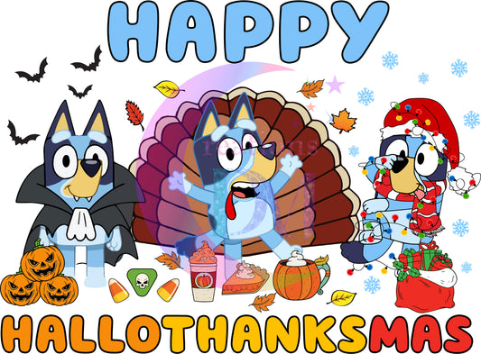 Thanksgiving DTF- Bluey - happy hallo-thanks-mas