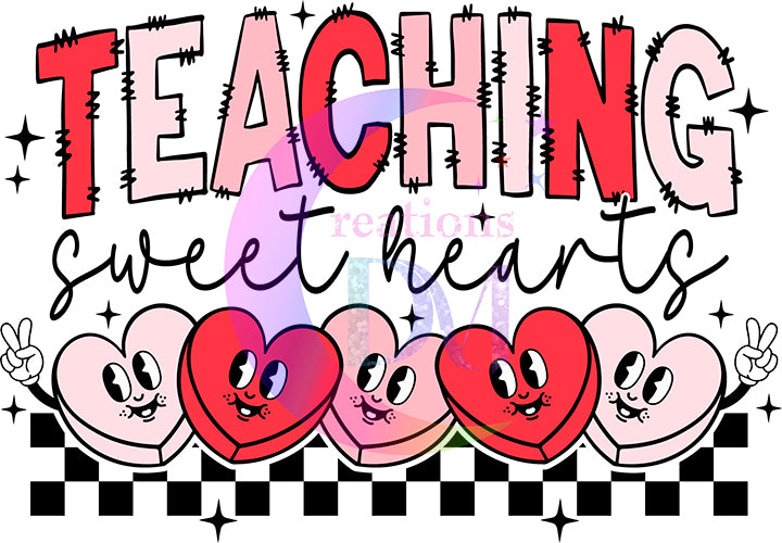 Valentines DTF - Teaching sweethearts , checkered background