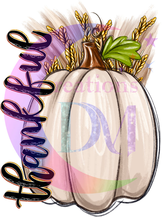 Thanksgiving DTF- thankful pumpkin white