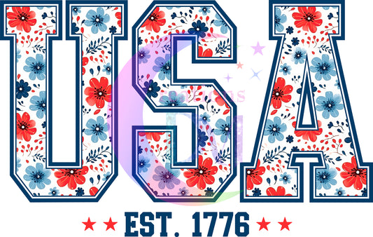 Fourth of July DTF - USA SINCE 1776 FLOWERS