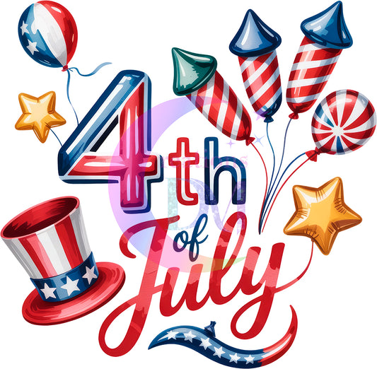 Fourth of July DTF - ballot letters , hat and stars