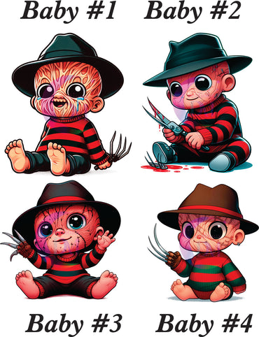 Mother's Day DTF personalization - Freddy Krueger "NANA" flowers personalize add baby name
