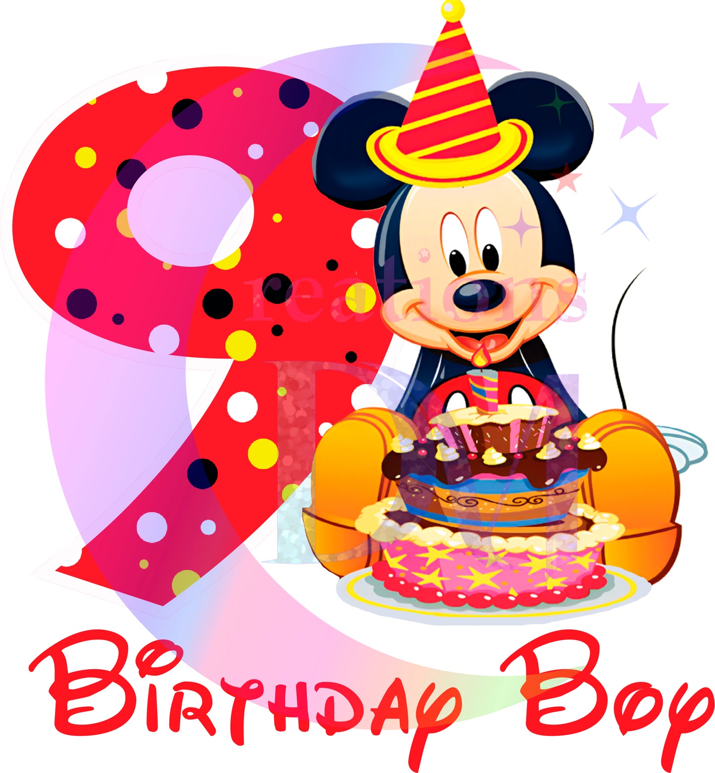 Happy birthday DTF - mickey mouse birthday boy red number 9