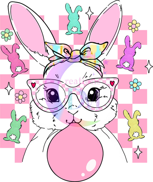 Easter -checkered pink bubble gum